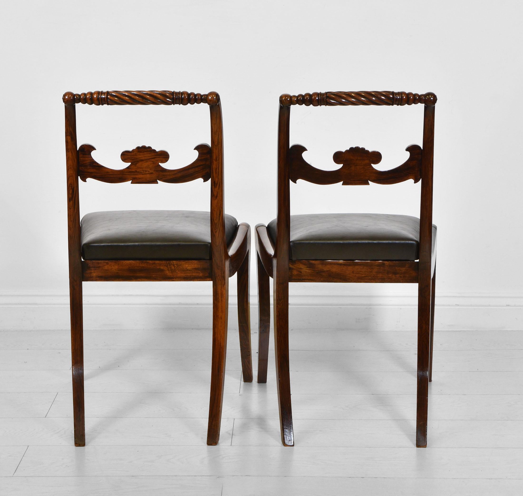 Pair Regency Simulated Rosewood & Leather Trafalgar Chairs, Circa 1820 For Sale 2