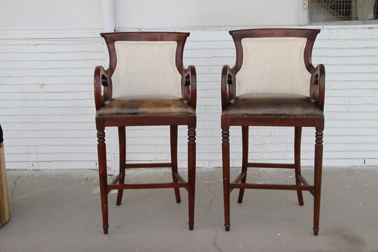 Contemporary Pair Regency Style Bar Stools For Sale