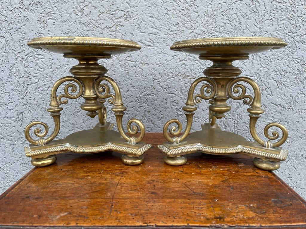 Pair Regency Style Brass Compotes or Stands, Circa 1900 For Sale 9