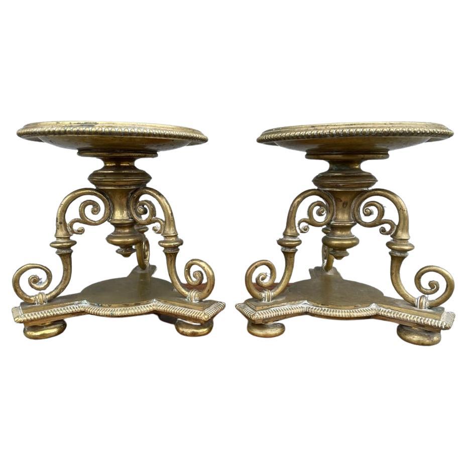Pair Regency Style Brass Compotes or Stands, Circa 1900 For Sale