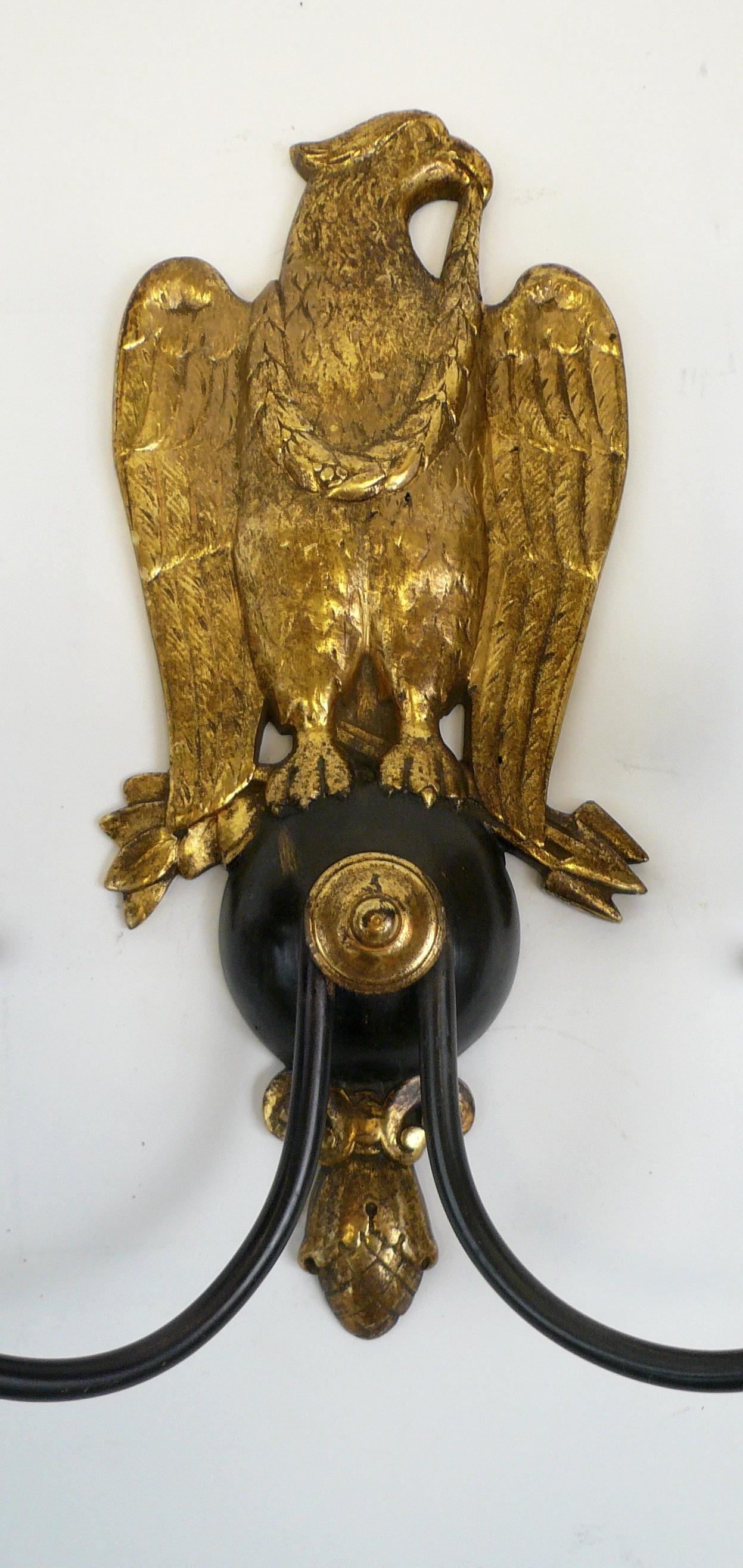Pair of Regency Style Bronze Eagle Sconces Attributed to E, F, Caldwell 3
