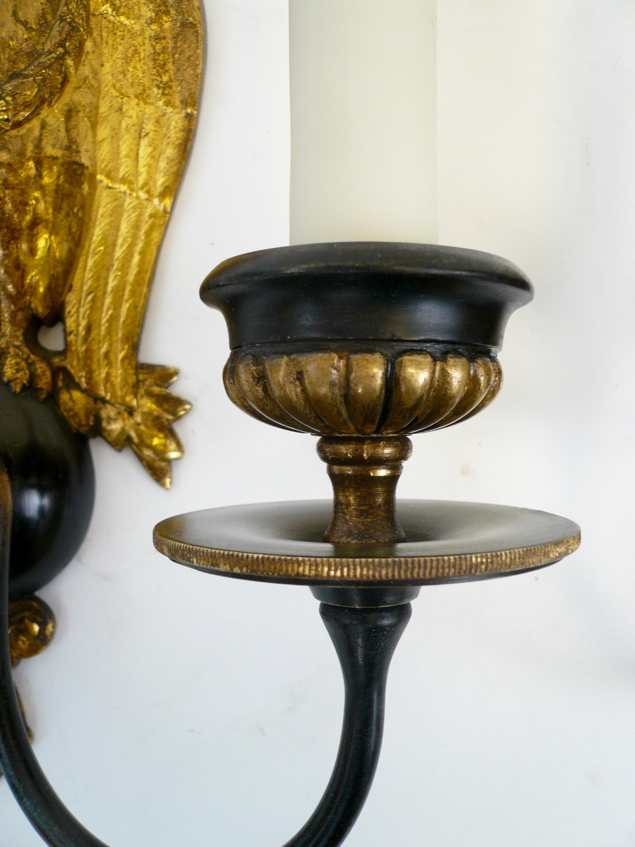 Pair of Regency Style Bronze Eagle Sconces Attributed to E, F, Caldwell 4