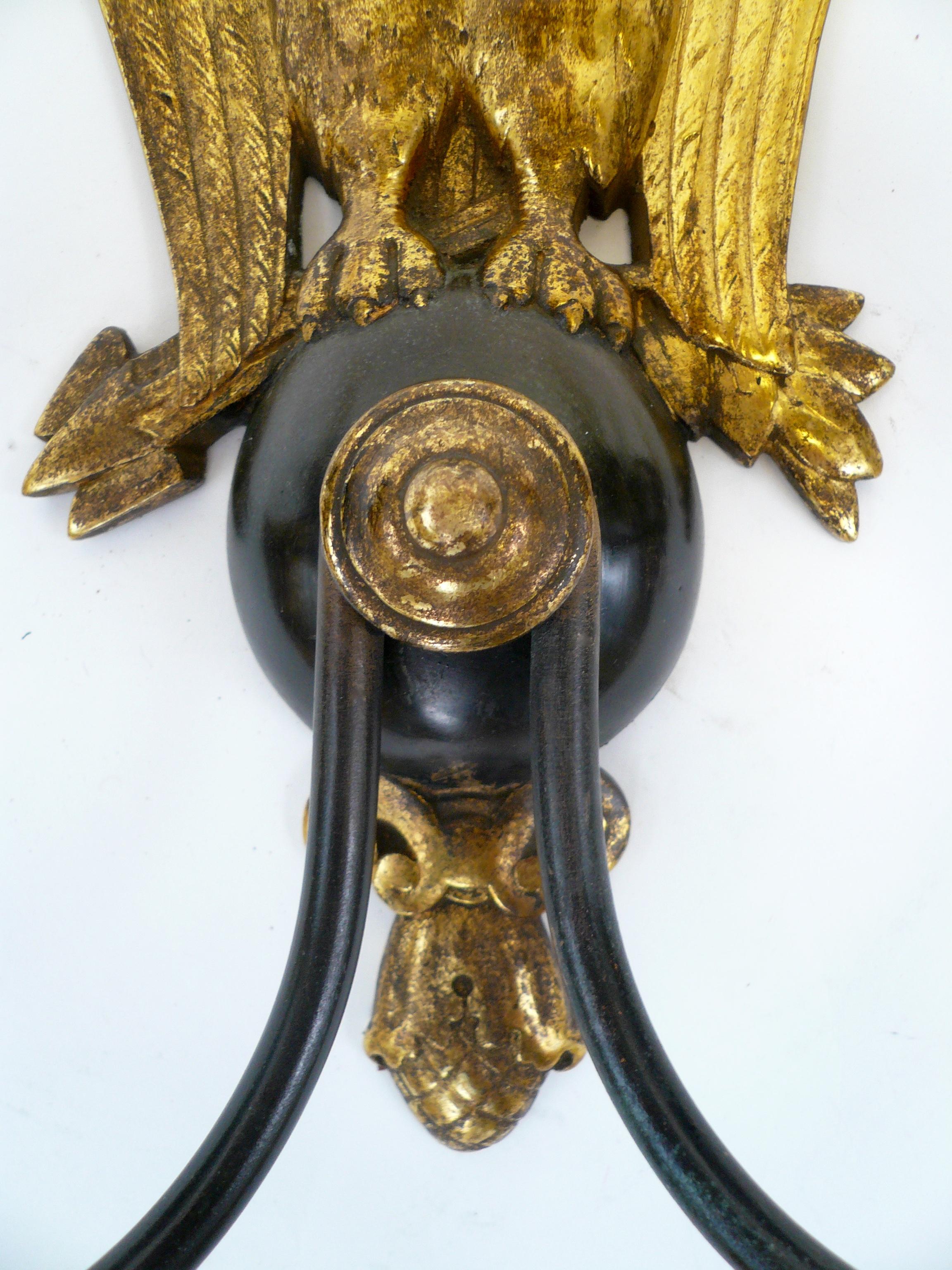 Pair of Regency Style Bronze Eagle Sconces Attributed to E, F, Caldwell 5