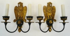 Pair of Regency Style Bronze Eagle Sconces Attributed to E, F, Caldwell