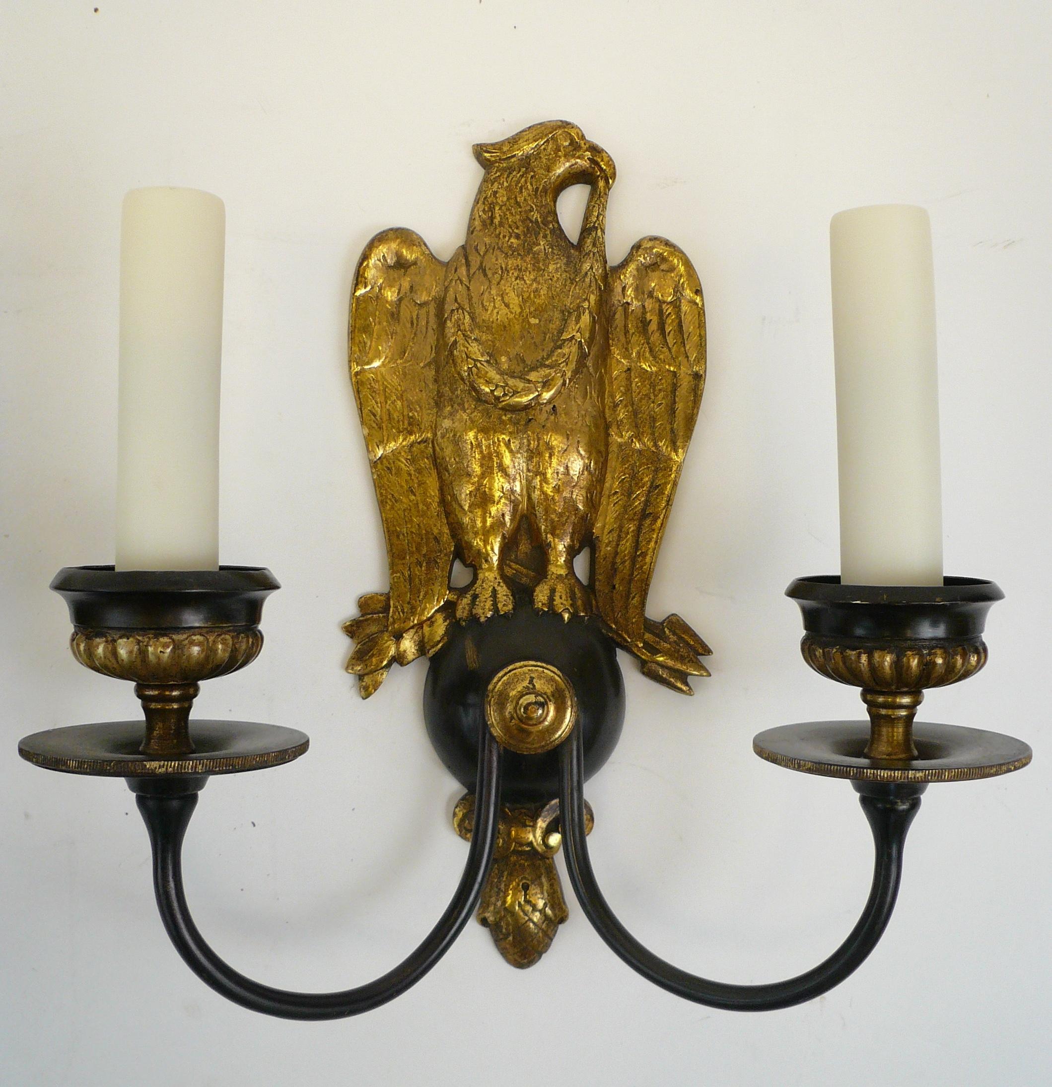 Pair of Regency Style Bronze Eagle Sconces Attributed to E, F, Caldwell 2