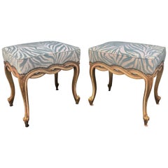 Regency Style Designer Taboret Benches with Cut Velvet Zebra, Randy Esada, Pair