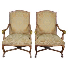 Pareja Sillones Cabeza de Carnero Estilo Regencia Sillones de Comedor Circa Años 30
