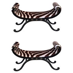 Pair Regency Style Ebonised Window Seats