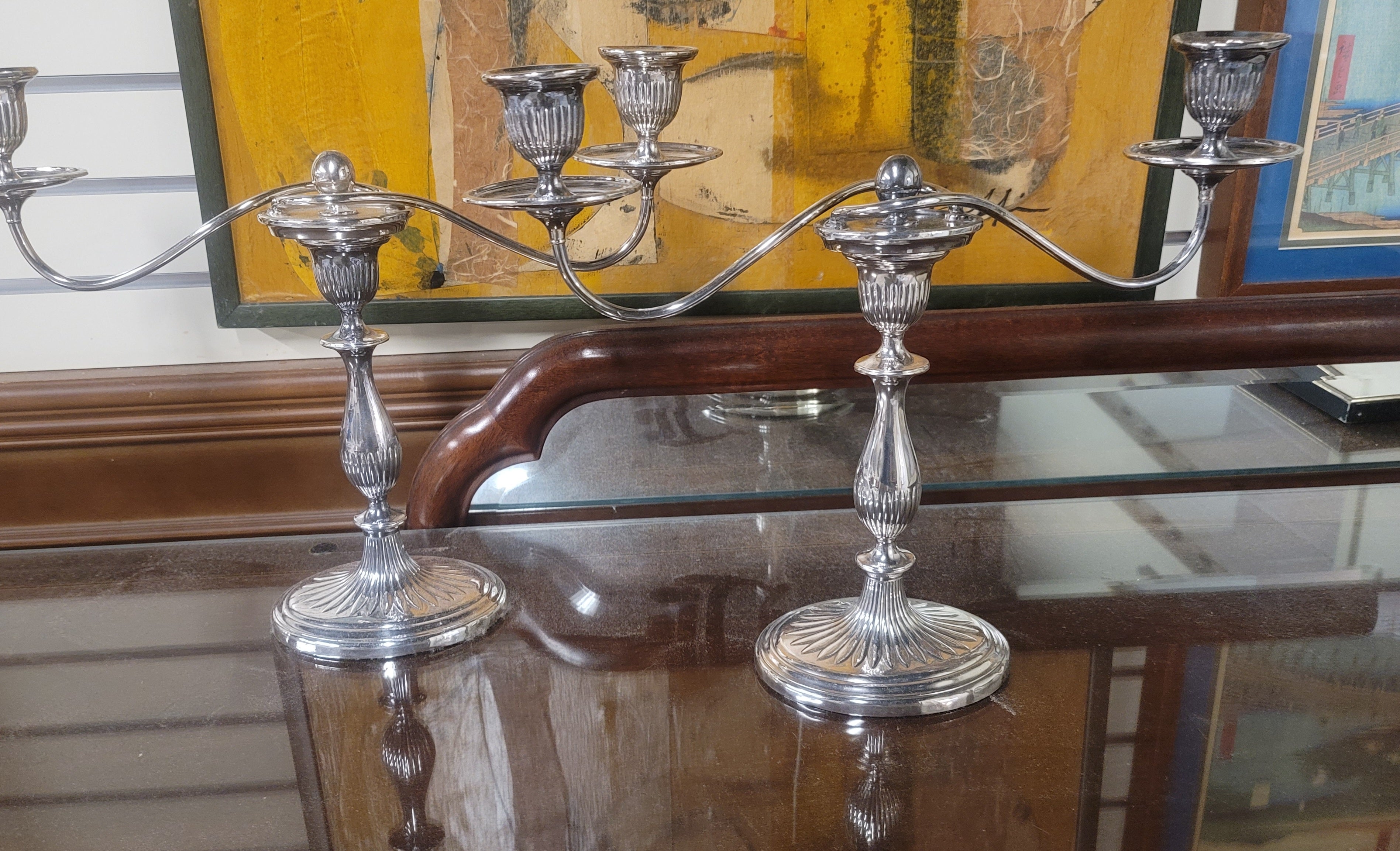 Pair Regency Style English Silverplate Convertible One-to-three Light Candelabra For Sale 4