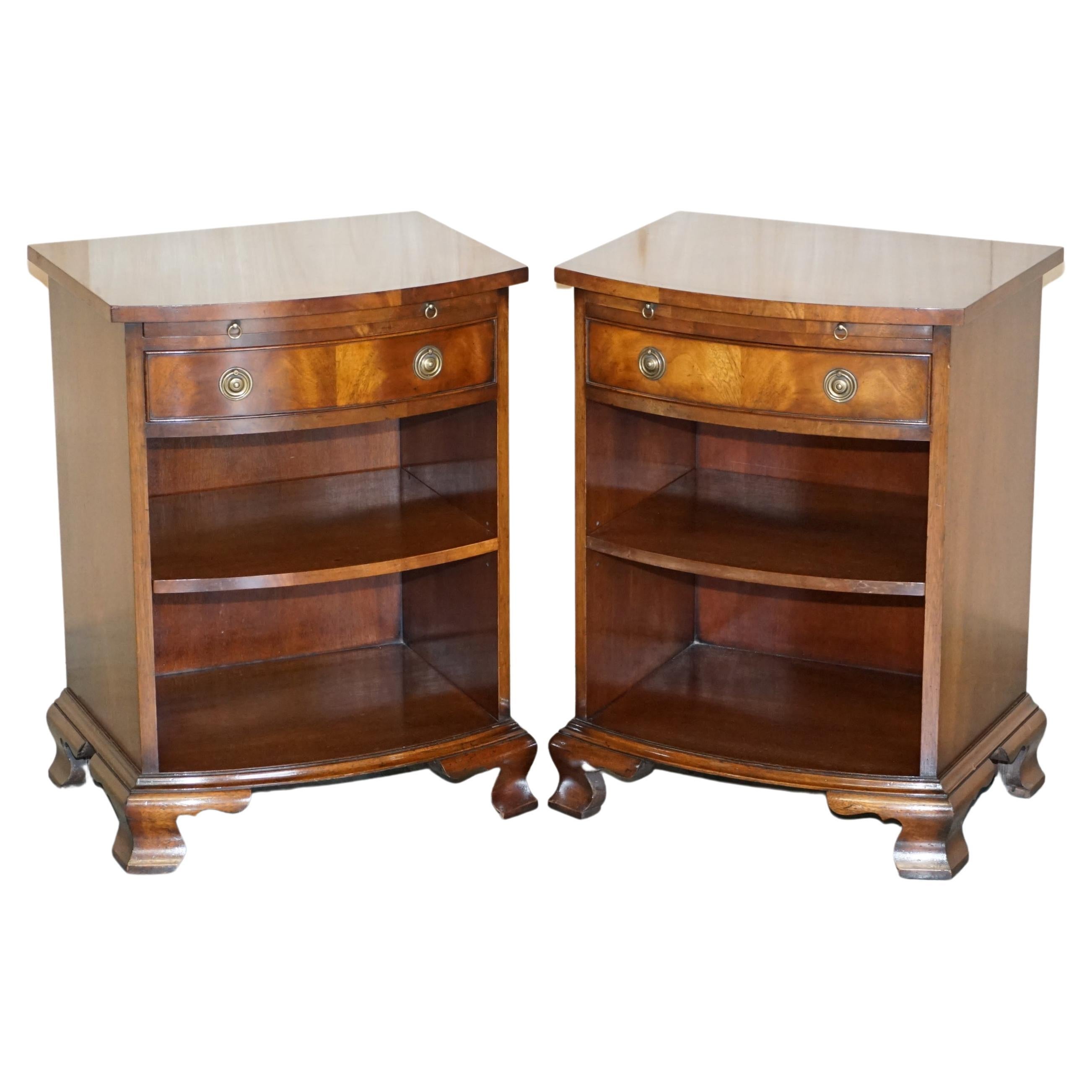 Pair Regency Style Flamed Hardwood Titchmarsh & Goodwin Side End Lamp Tables