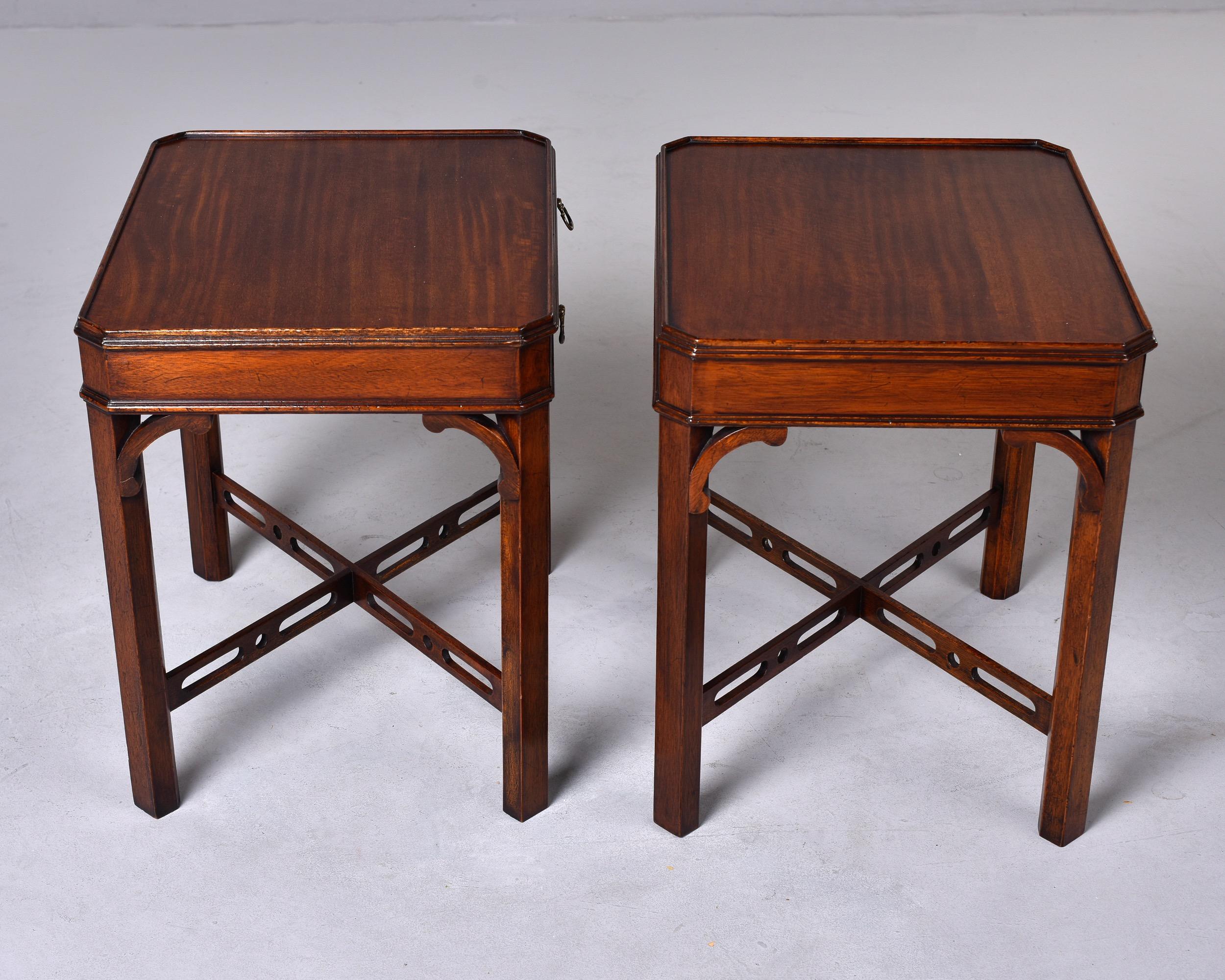 Brass Pair Regency Style Mahogany Side Tables