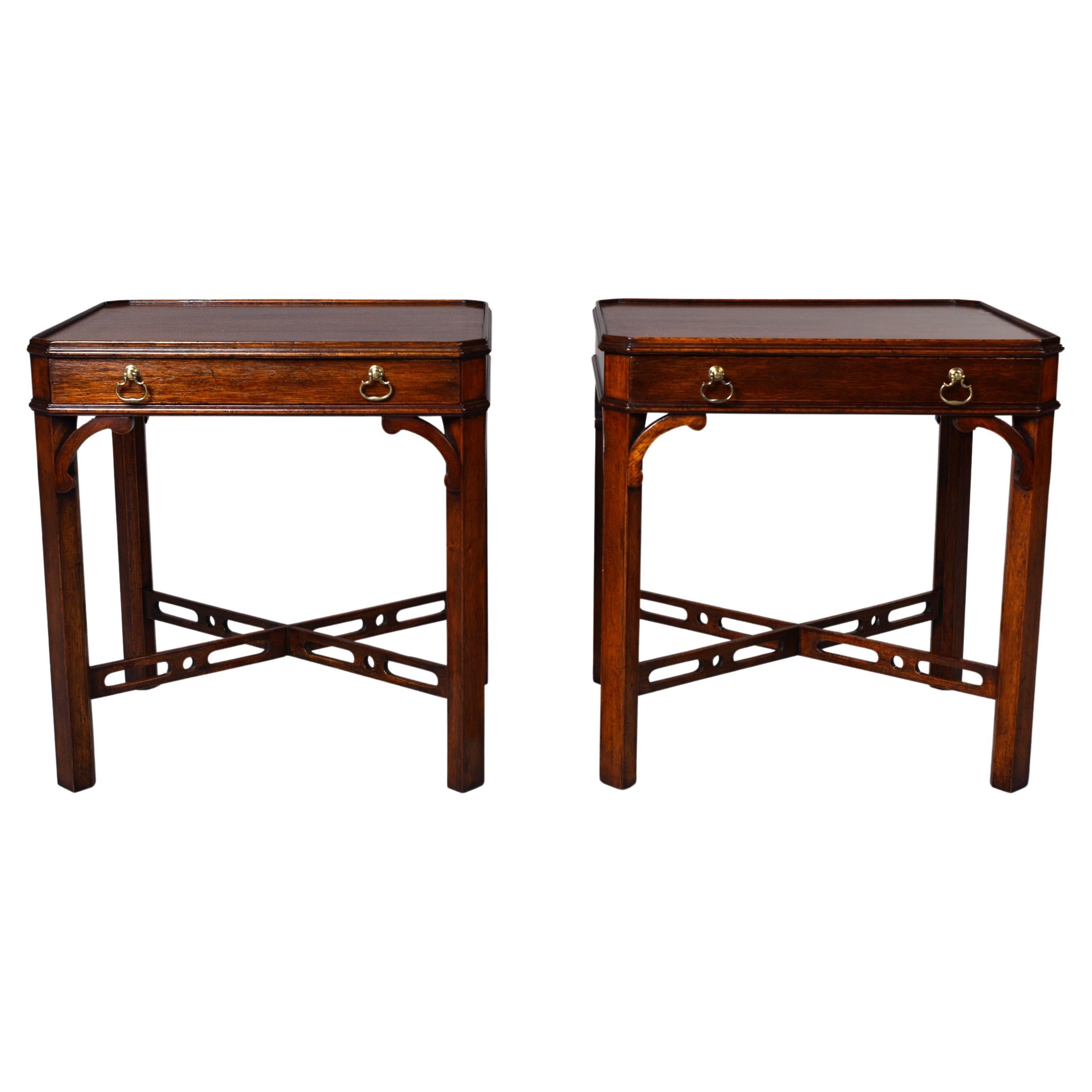 Pair Regency Style Mahogany Side Tables