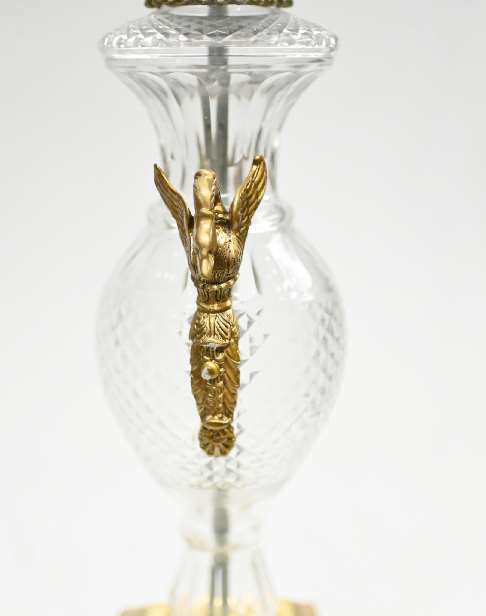 Verre Paire de lampes de table Regency Lights en verre de cristal en vente