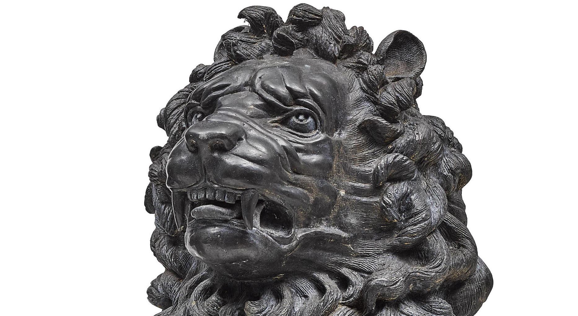 Pair of Renaissance Style Patinated Bronze Guardian Lions 3