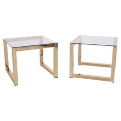 Pair Renato Zevi  Brass square side tables  1970s Italy