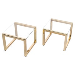 Pair Renato Zevi  Brass square side tables  1970s Italy