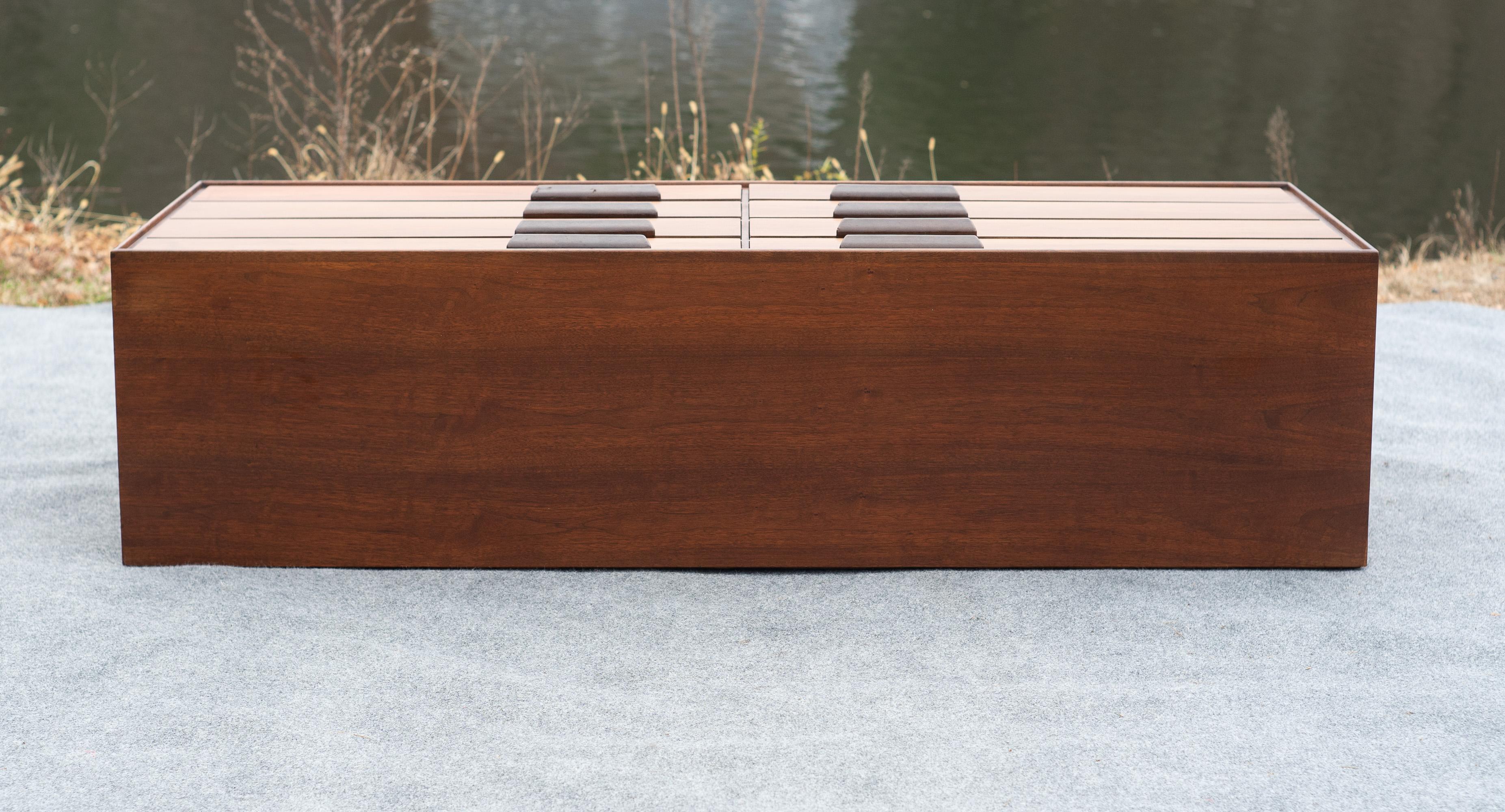 Pair Restored Edward Wormley for Dunbar Walnut & Leather 8-Drawer Cabinets For Sale 14