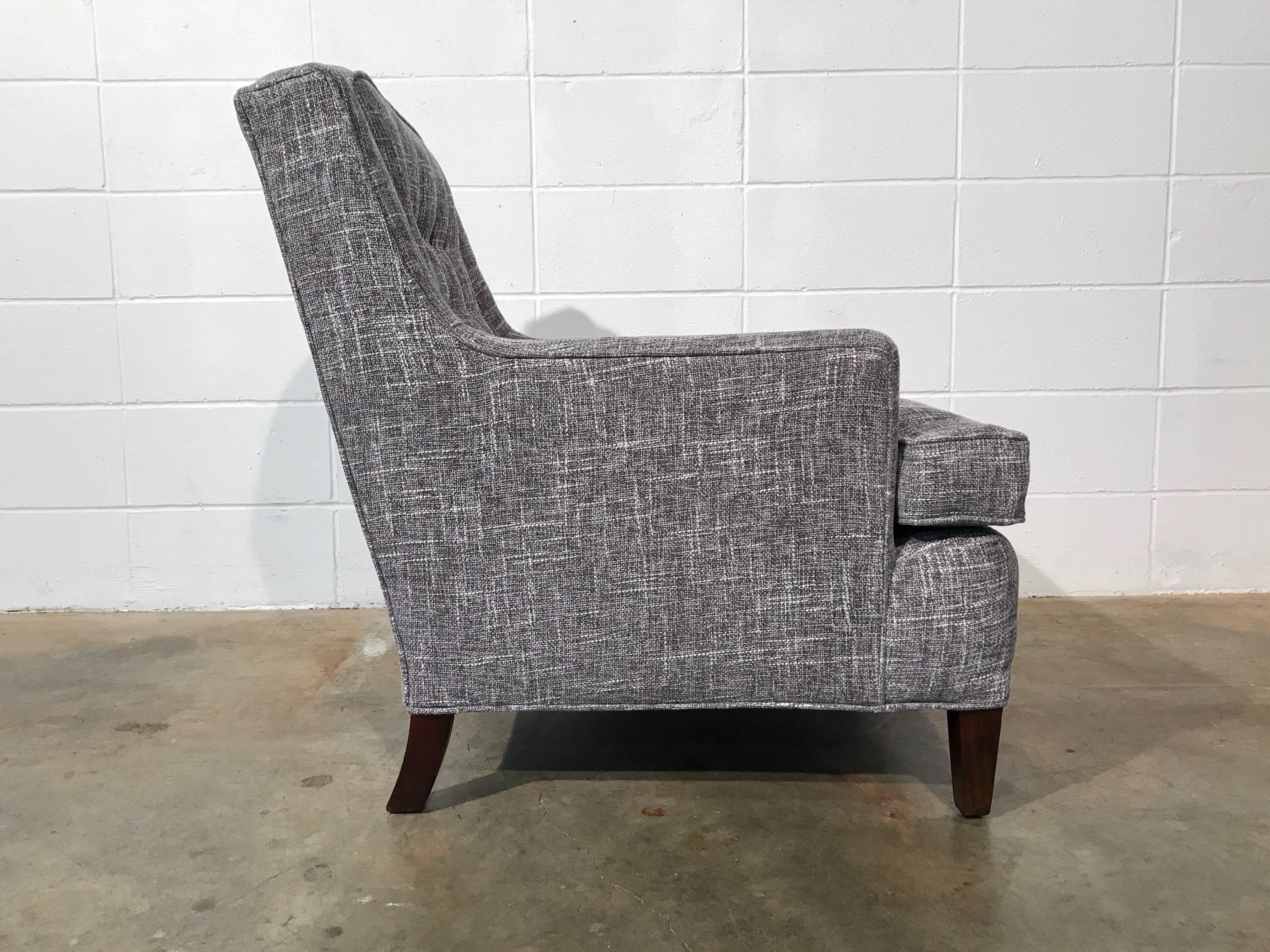 Pair of Restored Mid-Century Modern Lounge Chairs, Gray Upholstery 4