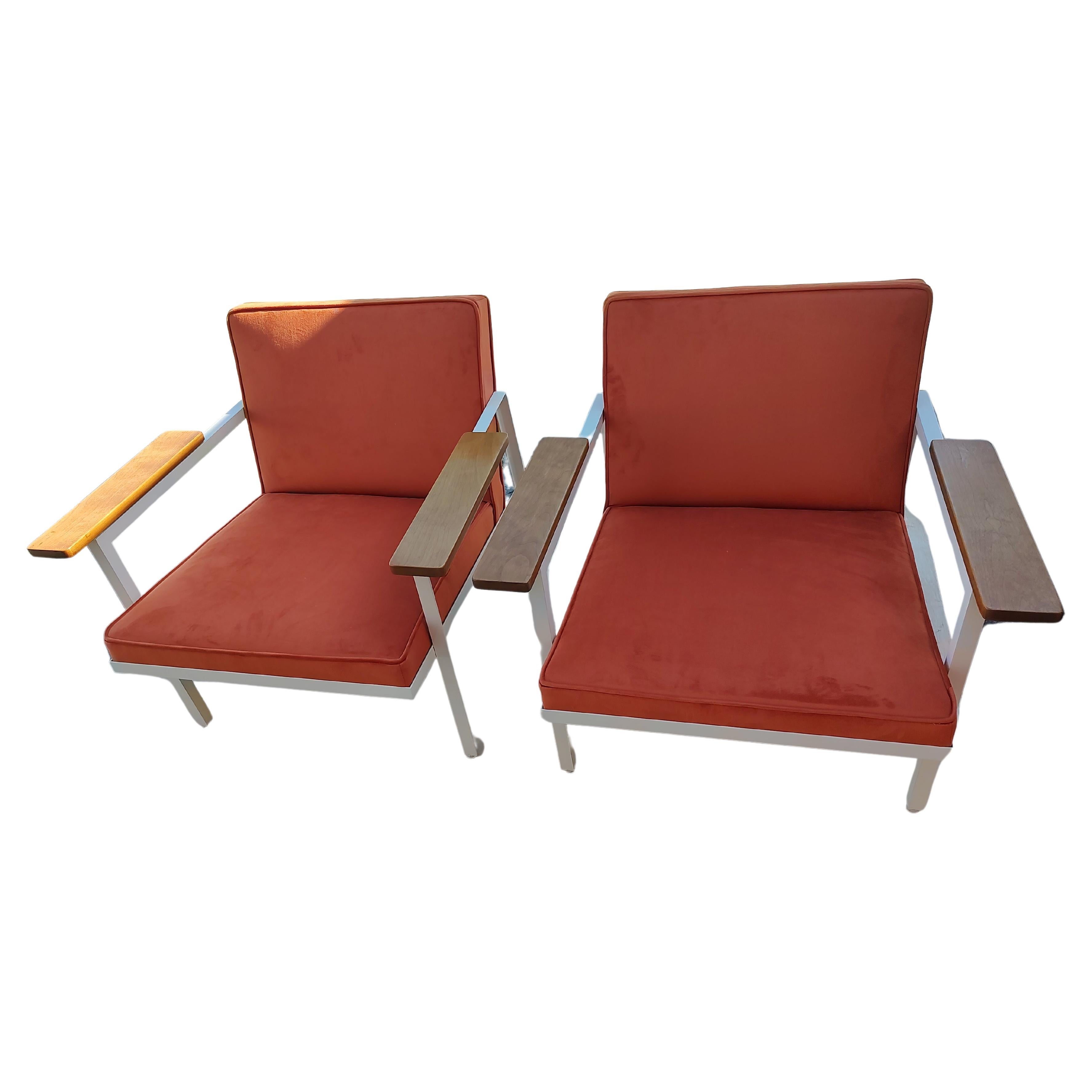 Pair Restored Mid Century Modern Lounge Chairs George Nelson for Herman Miller 