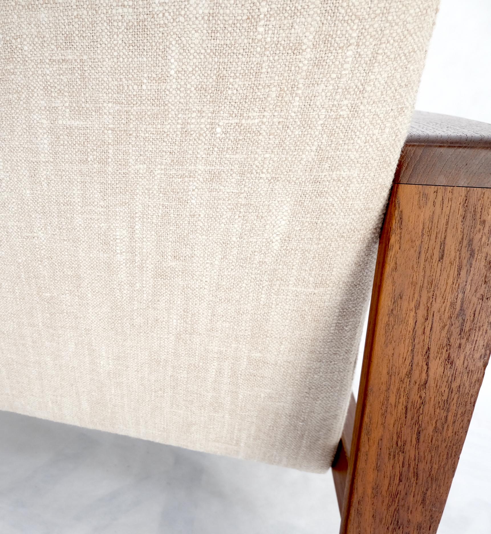 Paar restaurierte neue Haferflocken Polsterung Teak Mitte des Jahrhunderts Modern Lounge Sessel im Angebot 4