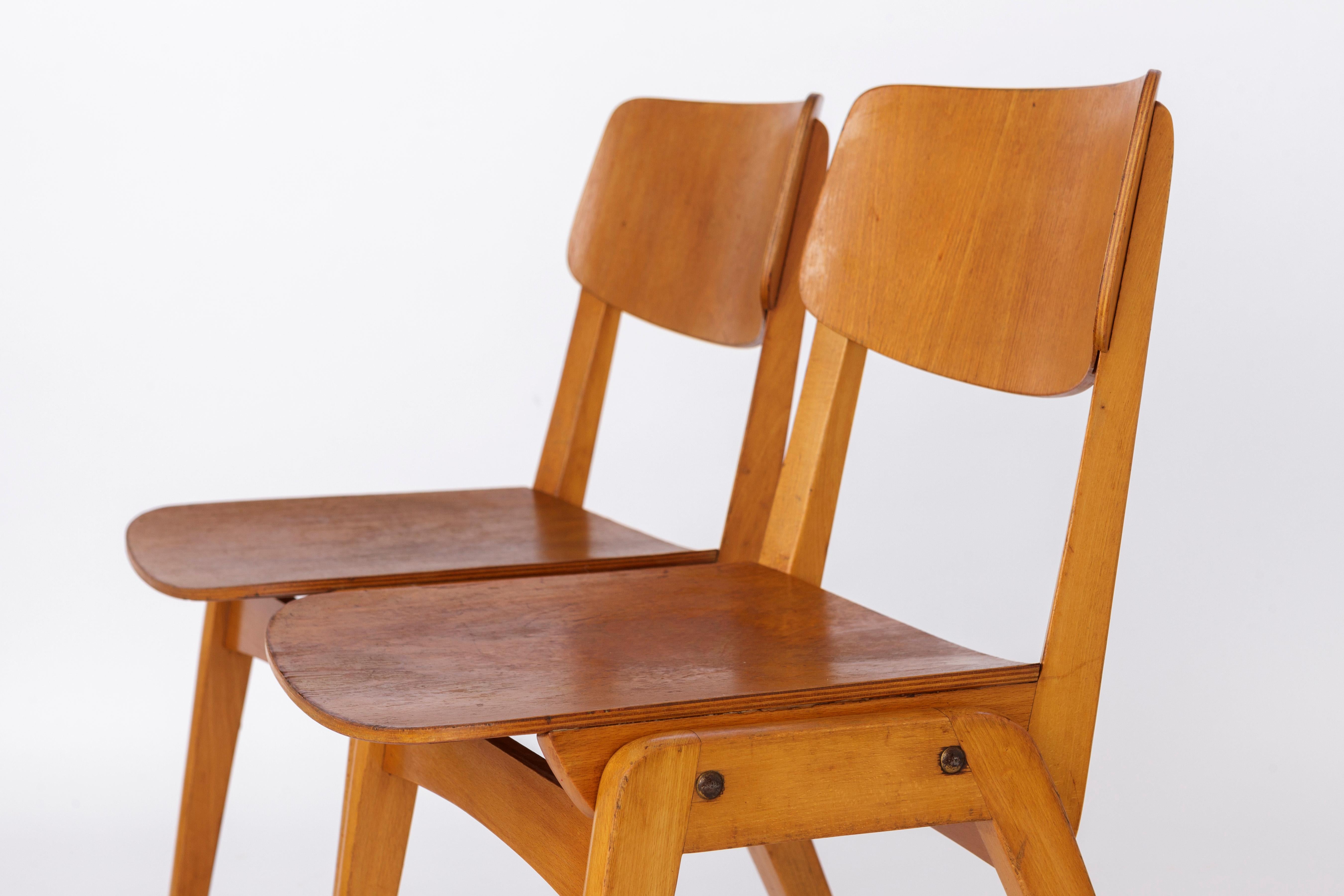 Mid-Century Modern Pair Retro Chairs, 1950s-1960s Vintage Germany For Sale