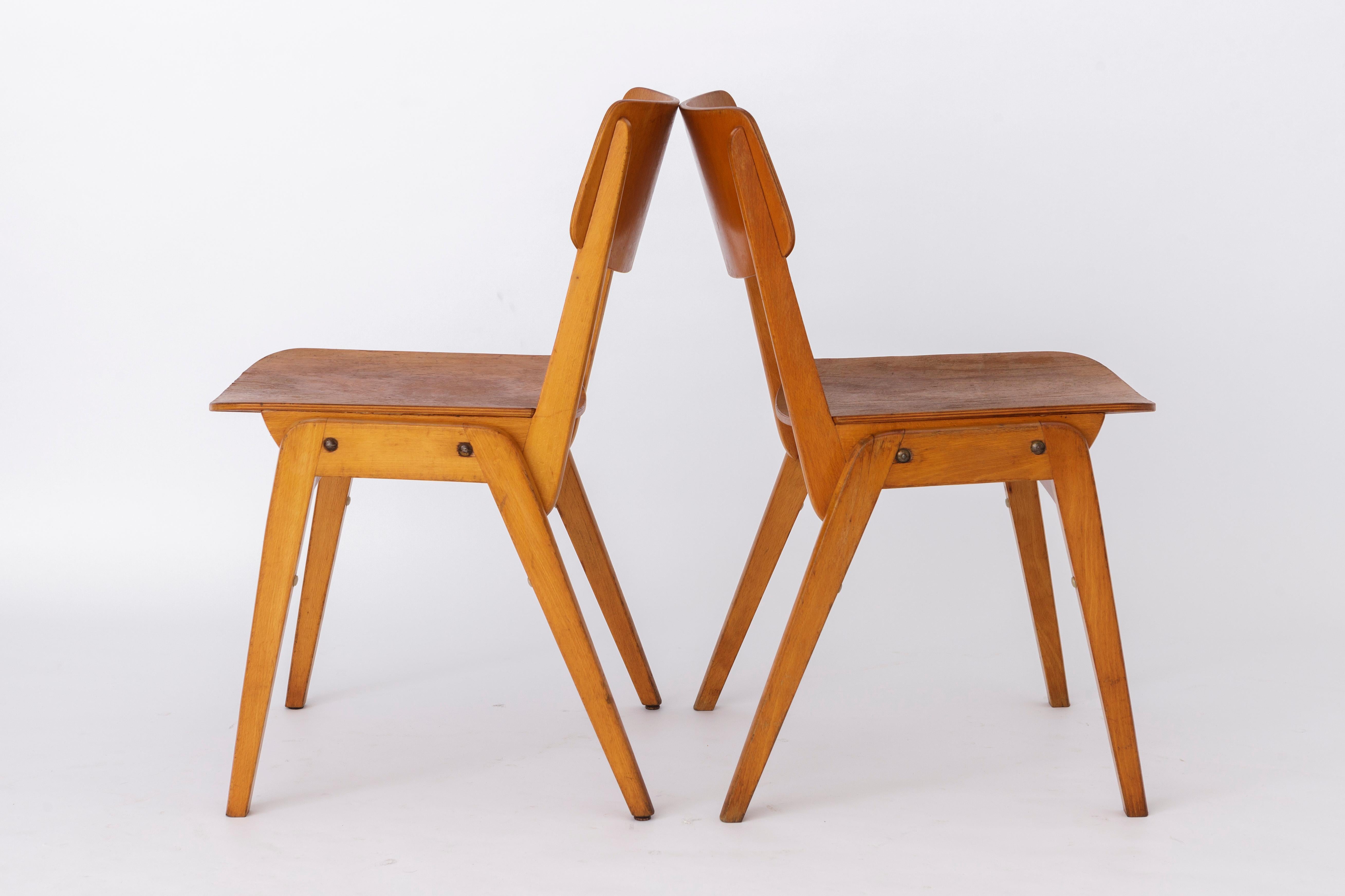 Mid-20th Century Pair Retro Chairs, 1950s-1960s Vintage Germany For Sale