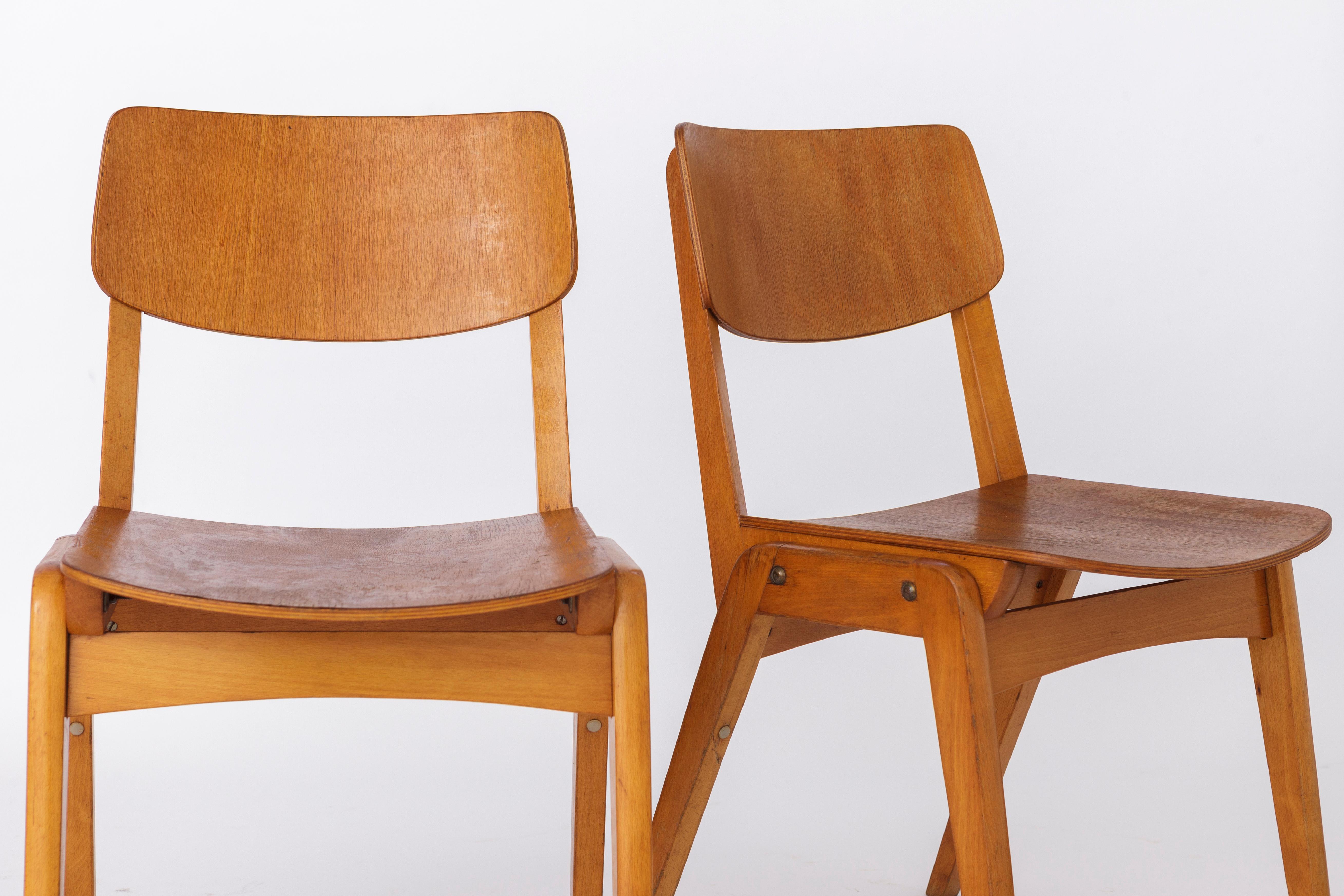 Pair Retro Chairs, 1950s-1960s Vintage Germany For Sale 2