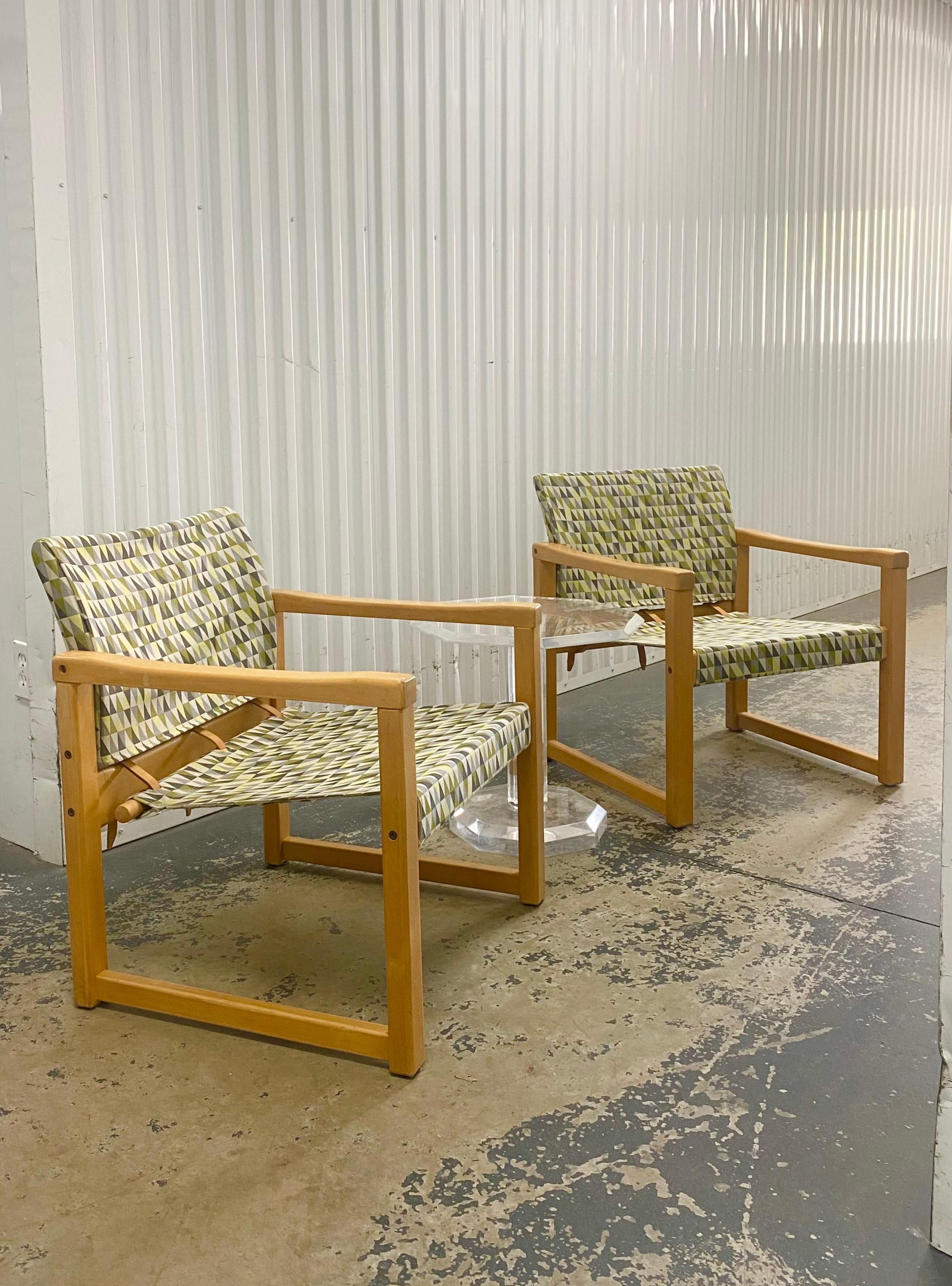 Pair Reupholstered Sling Lounge Chairs Karen Mobring (Sweden, 1974) For Sale 1