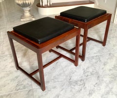 Pair Reversible Teak Flittop End Side Tables Stools by Erik Buch for OD