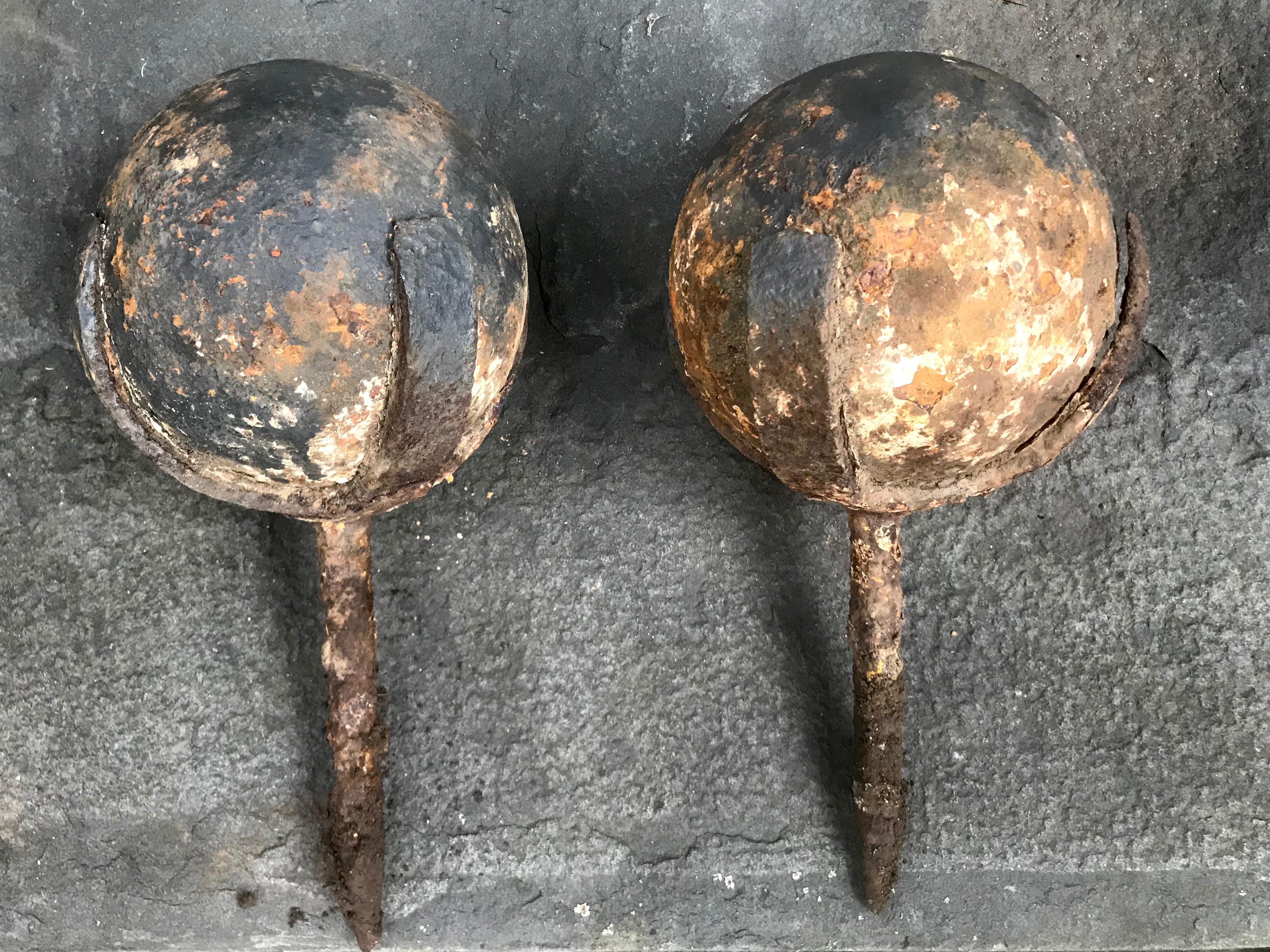 American Pair of Revolutionary War Cannonball Finials