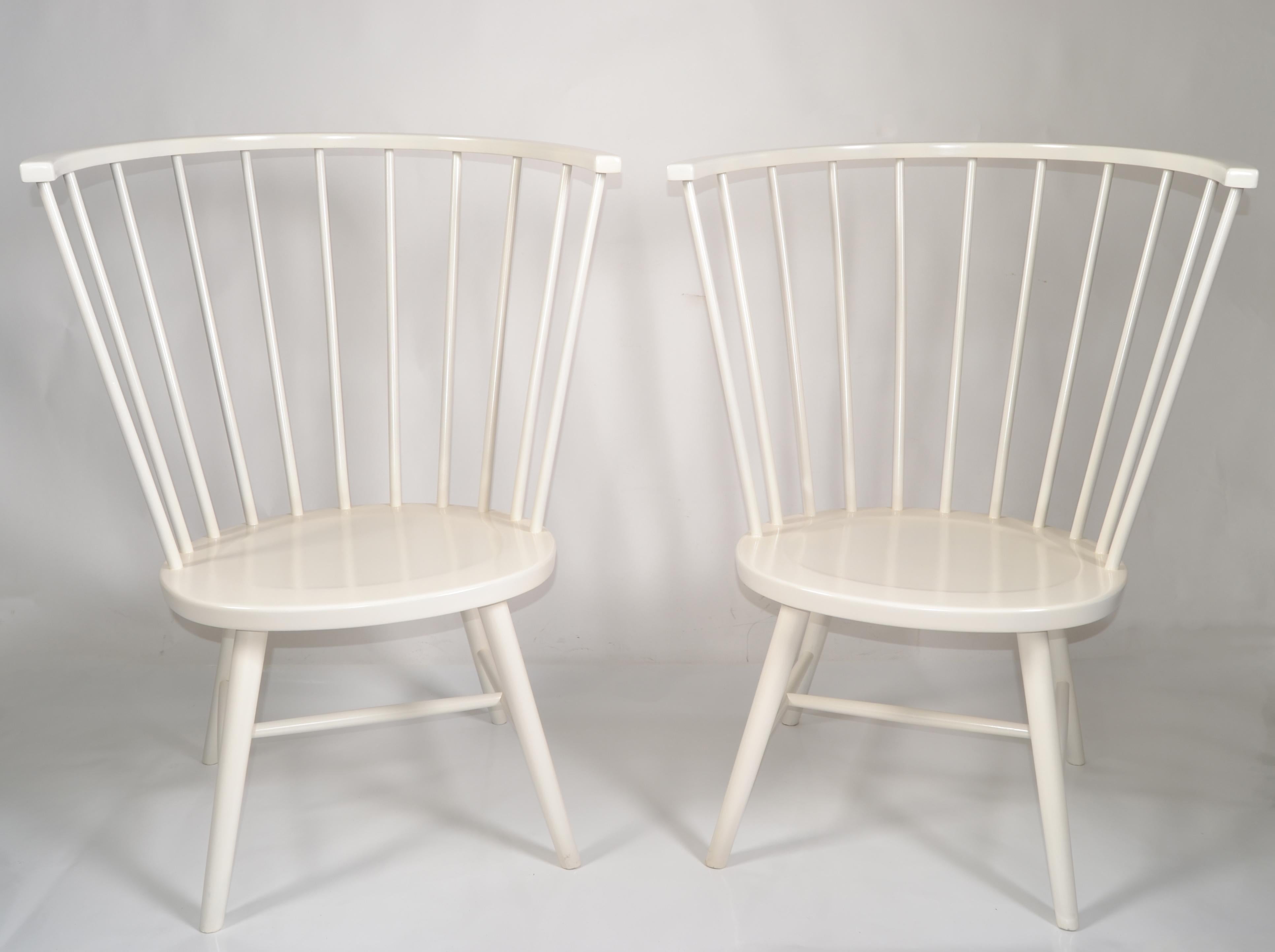 American Colonial Pair, Riviera Windsor High Backed White Chairs By Paola Navone Rustic American   For Sale