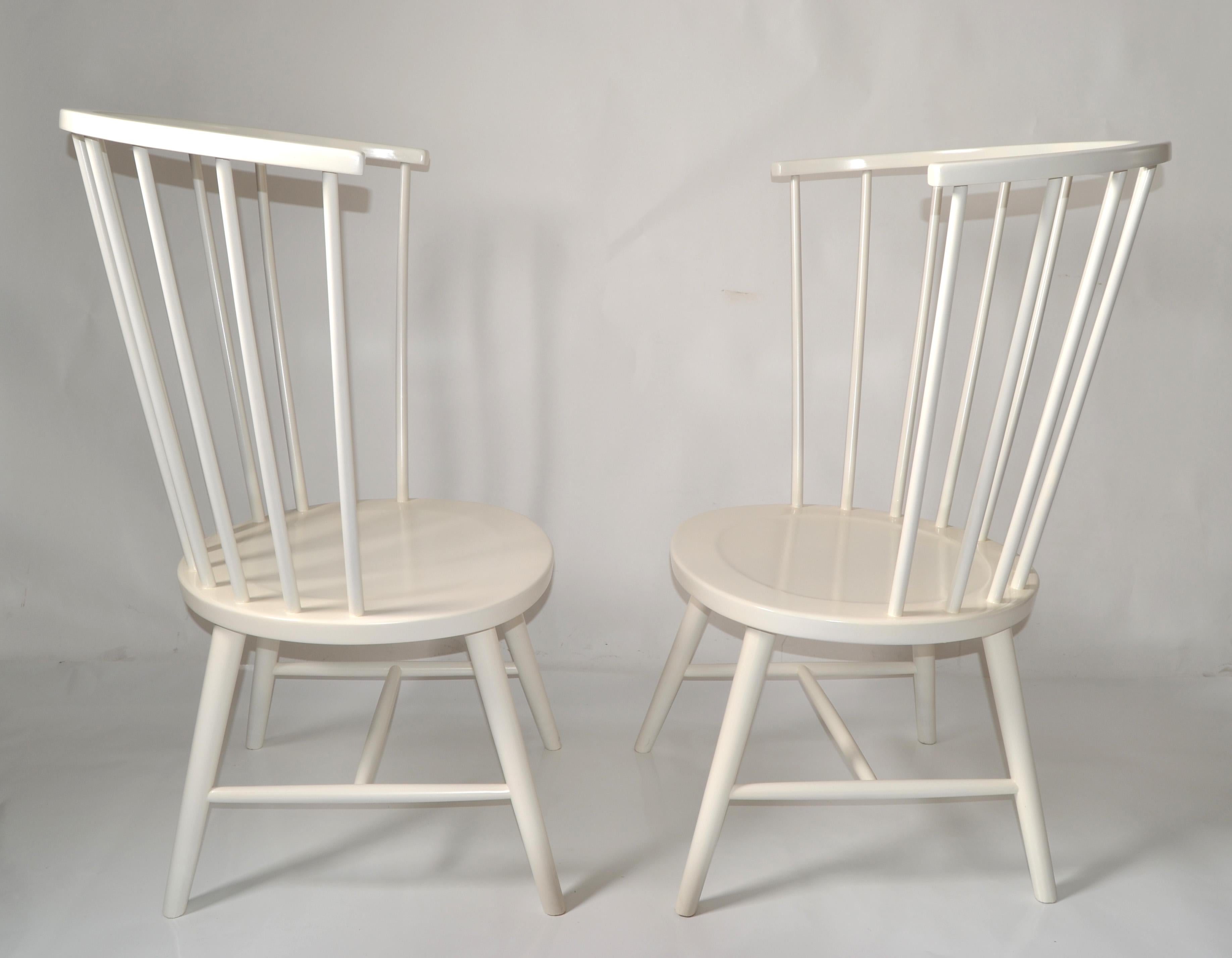 Hand-Crafted Pair, Riviera Windsor High Backed White Chairs By Paola Navone Rustic American   For Sale