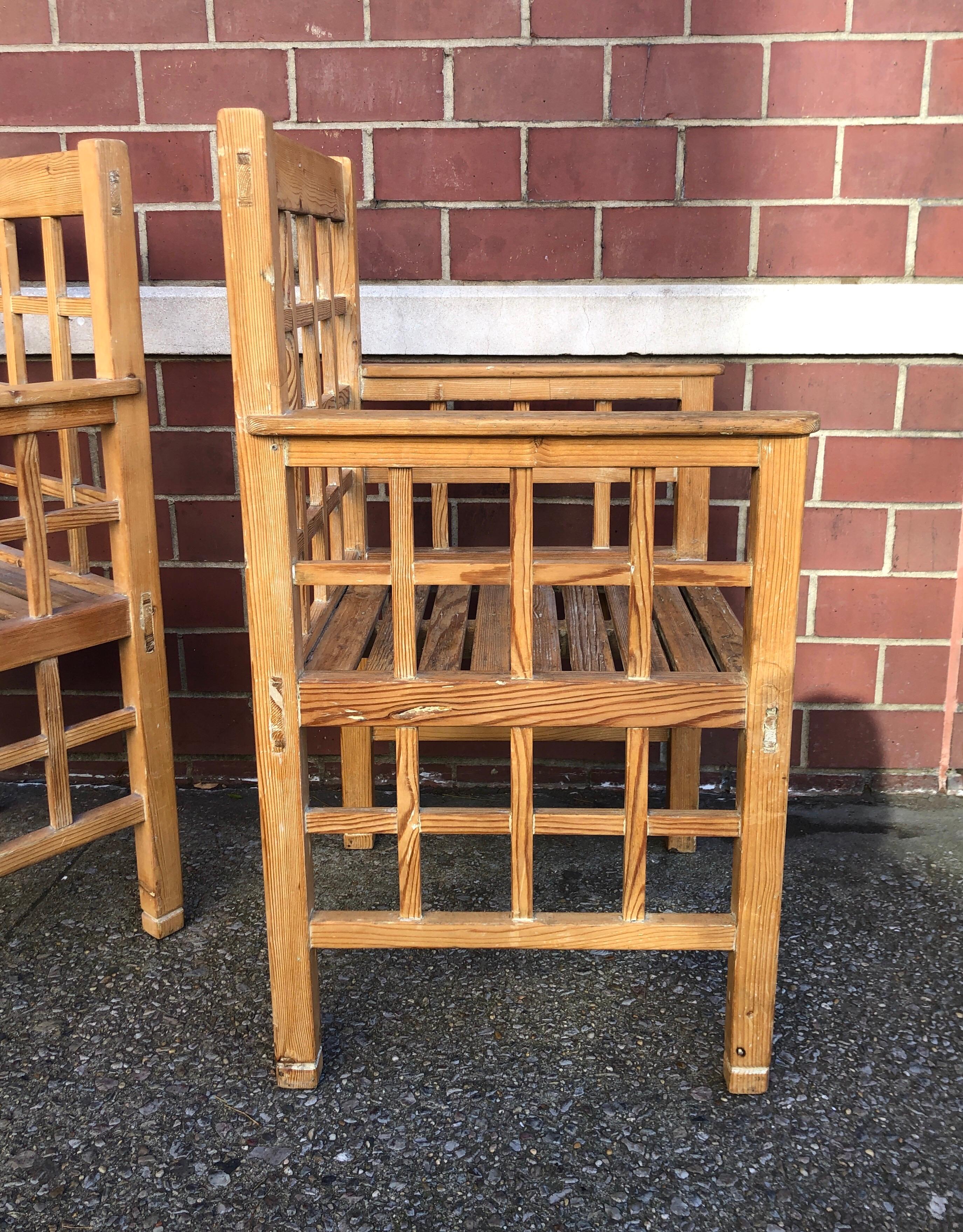 Pair of Robert Mallet-Stevens Fir wood armchairs 1