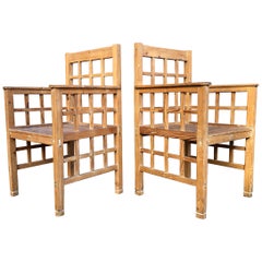 Pair of Robert Mallet-Stevens Fir wood armchairs