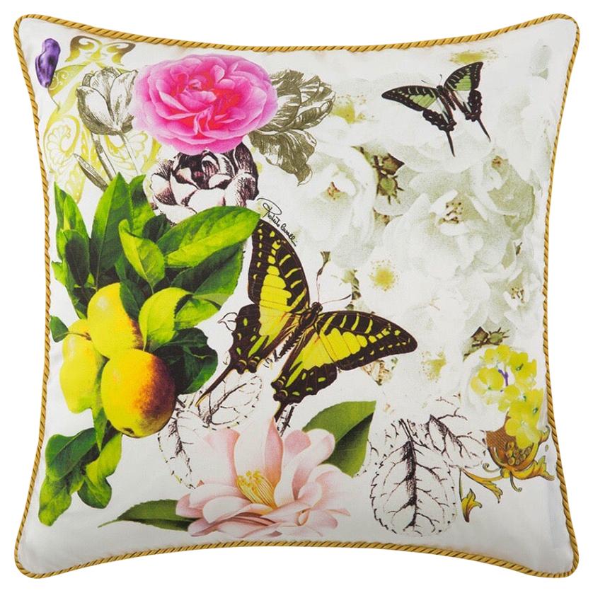 Roberto Cavalli Home Collection Flora & Fauna Signature Silk Throw Pillows, Pair