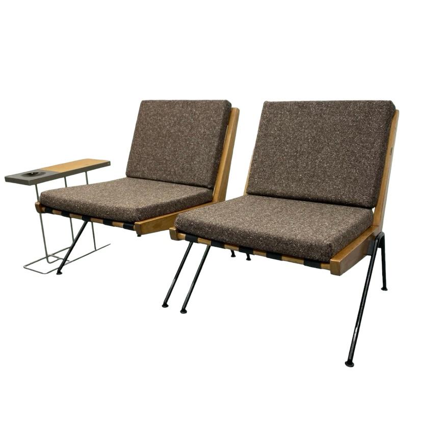 Steel Pair Robin Day Hille Chevron Chairs circa 1959