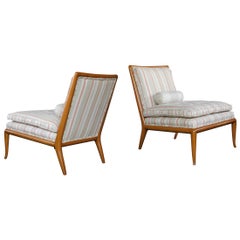Pair of Robsjohn-Gibbings for Widdicomb Midcentury Walnut Slipper Chairs