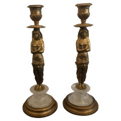 Pair Rock Crystal Candlesticks 