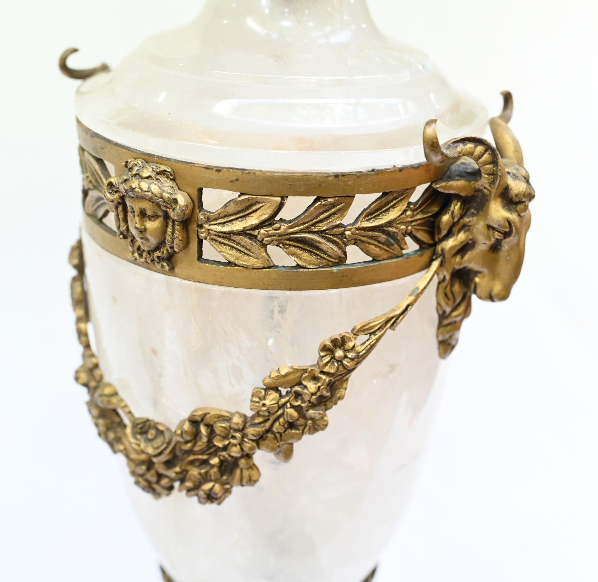 Pair Rock Crystal Cassolettes Urns Vases Ormolu Mounts 1860 For Sale 9