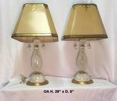 Pair of Rock Crystal Spiral Lamps with Ormolu