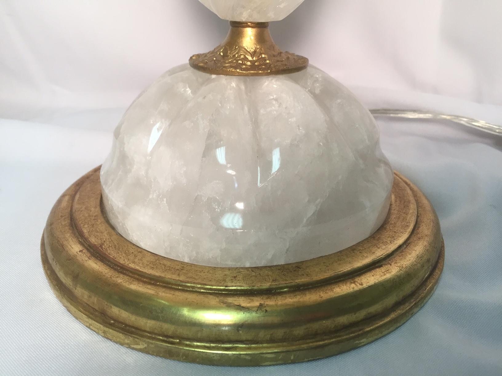 20th Century Pair of Rock Crystal Spiral Lamps with Ormolu For Sale