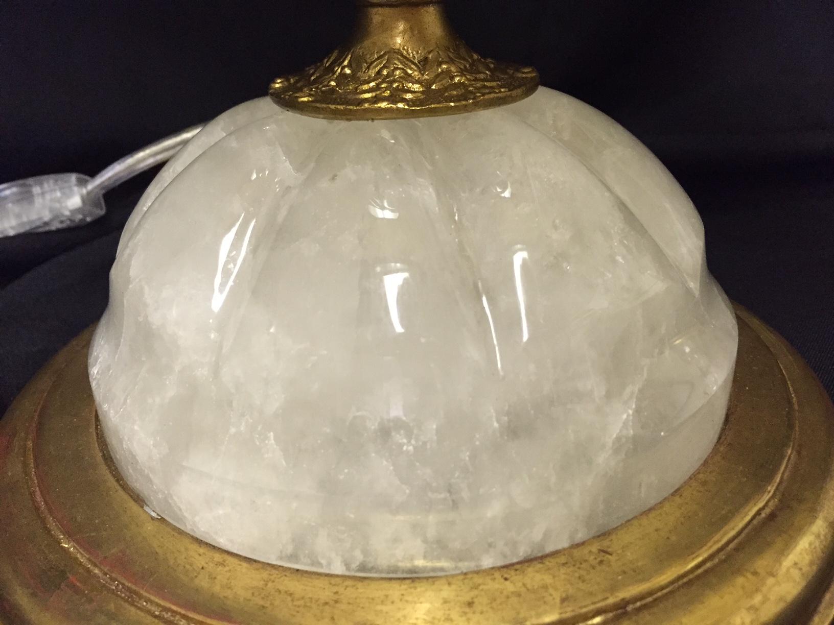 Pair of Rock Crystal Spiral Lamps with Ormolu For Sale 1