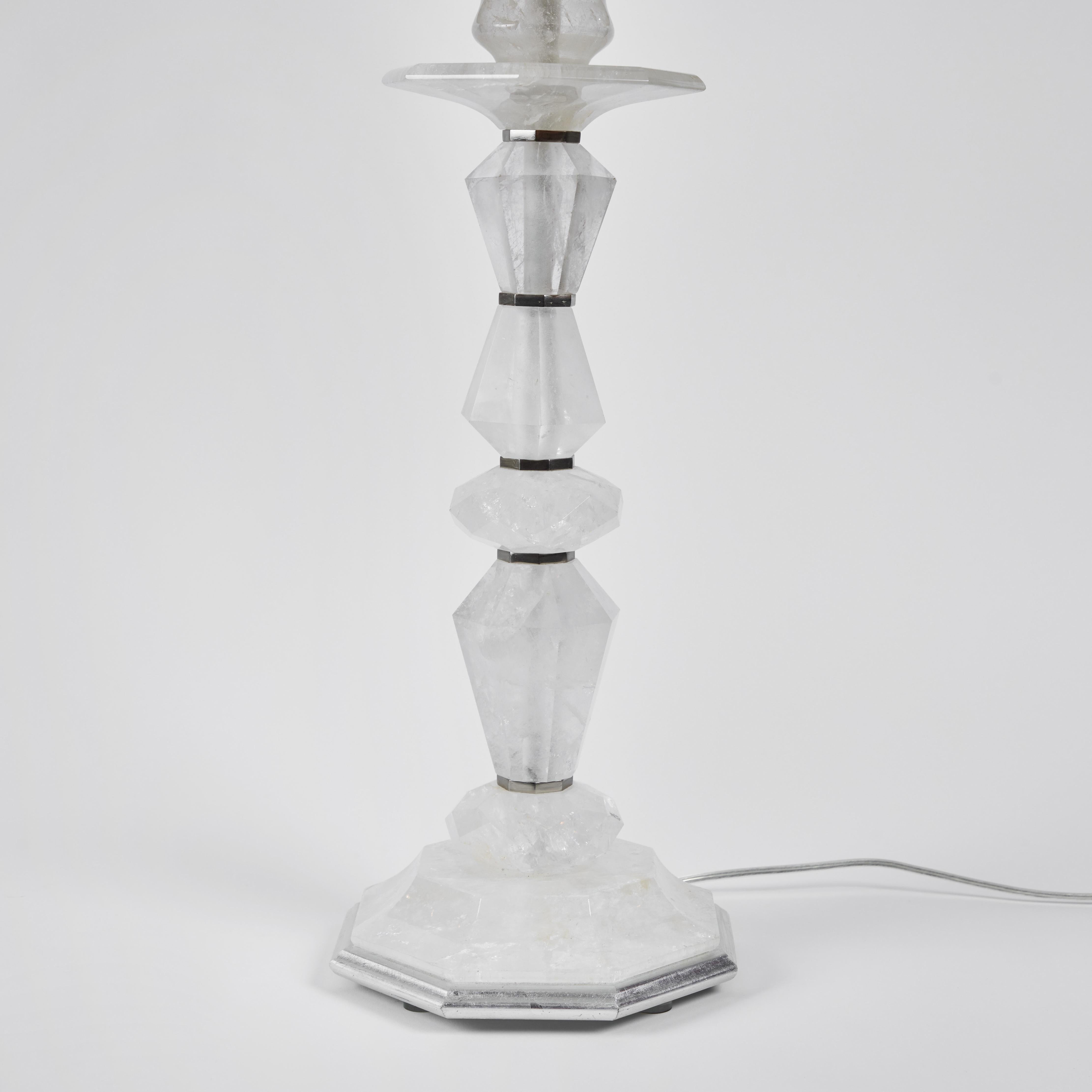 Gilt Pair Rock Crystal Table Lamps For Sale