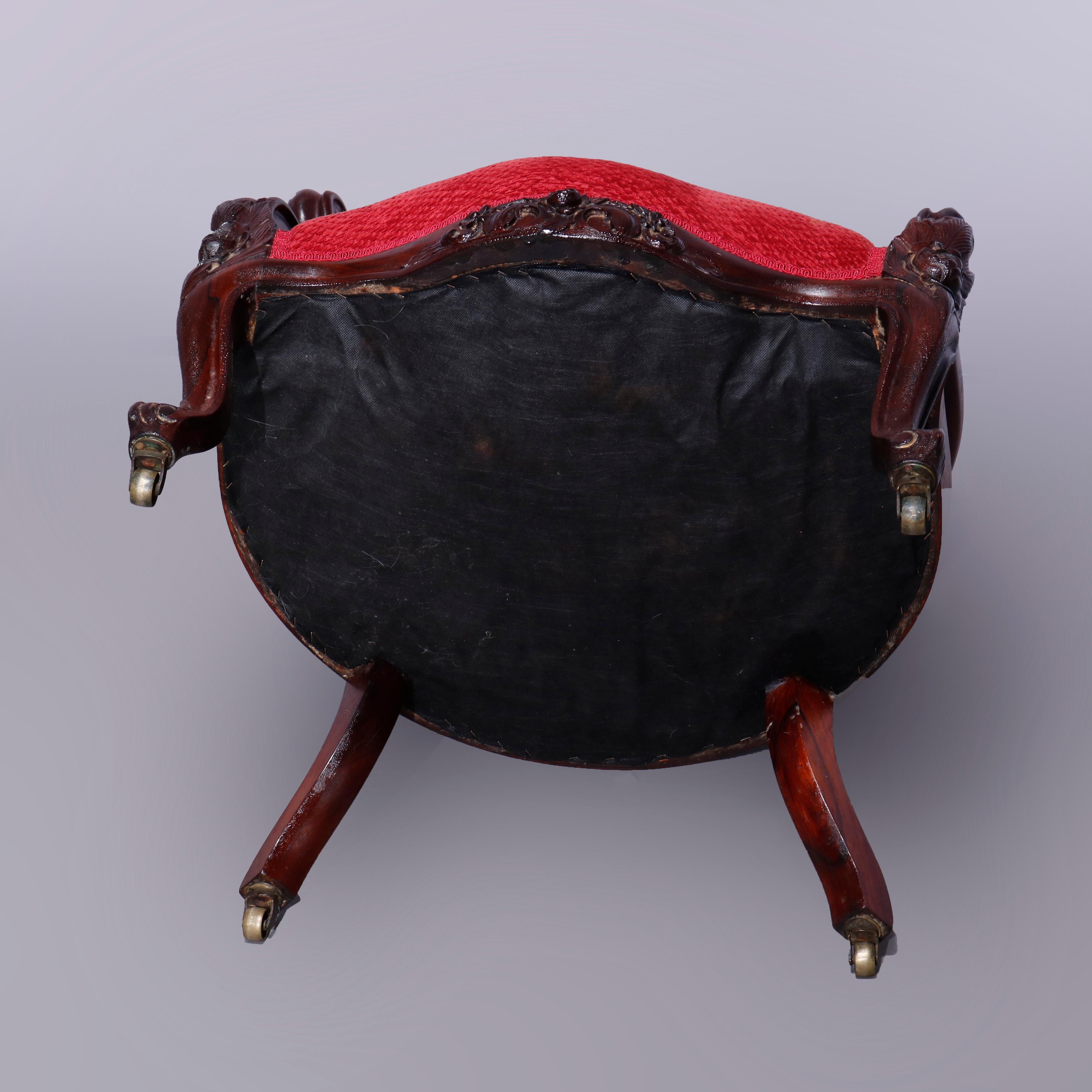 Antique Rococo Revival Belter Rosalie Laminated Rosewood Gents Arm Chair, c1860 7