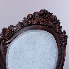 Pair Rococo Revival Belter Rosalie Laminated Rosewood Side Chairs, c1860