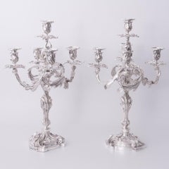 Pair Rococo Revival Silver Plate Candelabra