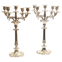 Pair Rococo Silver Plate Candelabras Candles Sheffield