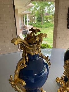 Pair rococo style bronze ormolu mounted Chinese porcelain vases