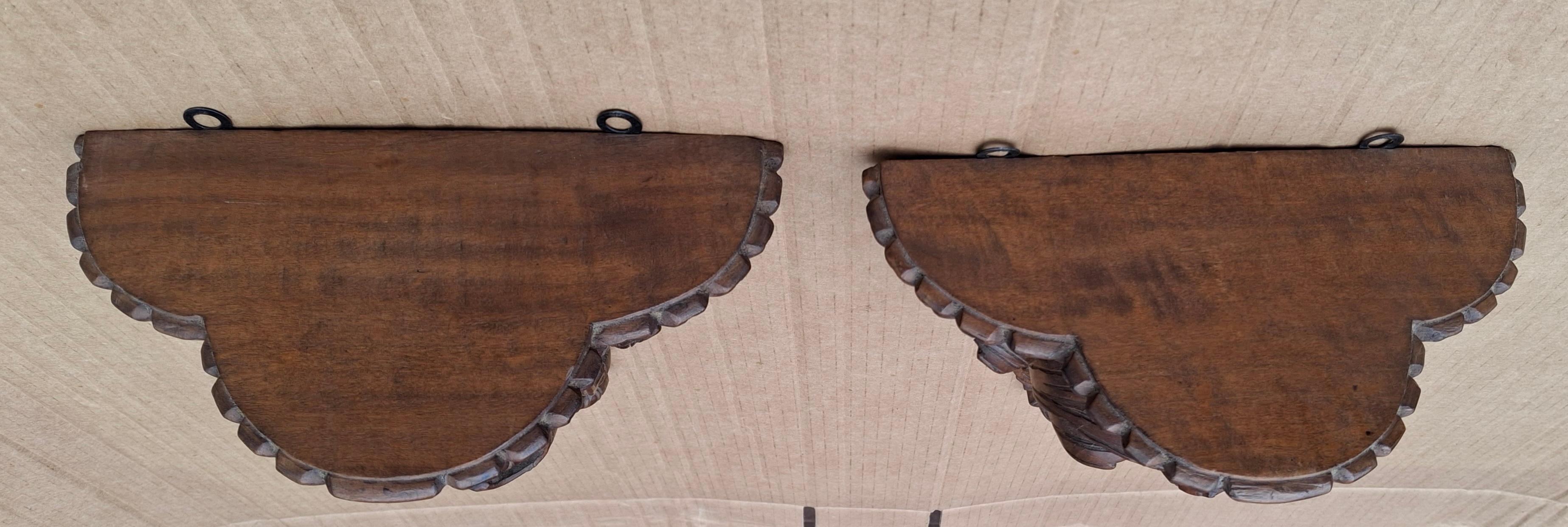 Pair Rococo Style Carved Hardwood Wall Brackets en venta 4