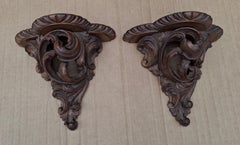 Paar Rokoko Stil geschnitzt Hartholz Wandhalterungen
